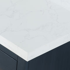 Altair Gazsi 84" Double Bathroom Vanity Set in Charcoal Blue with Grain White Engineered Stone Countertop