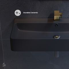 Swiss Madison Carre 36” Rectangle Wall-Mount Bathroom Sink in Matte Black - SM-WS334MB - The Home Selection