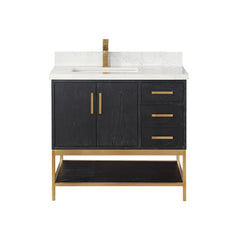 Altair Wildy 36" Single Bathroom Vanity Set with Grain White Engineered Stone Countertop with Mirror - 546036