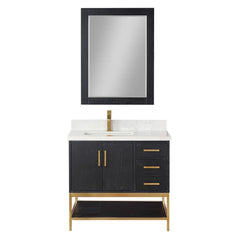 Altair Wildy 36" Single Bathroom Vanity Set with Grain White Engineered Stone Countertop with Mirror - 546036