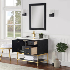 Altair Wildy 36" Single Bathroom Vanity Set with Grain White Engineered Stone Countertop with Mirror - 546036
