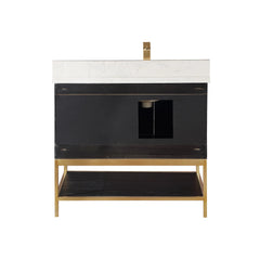 Altair Wildy 36" Single Bathroom Vanity Set with Grain White Engineered Stone Countertop with Mirror - 546036