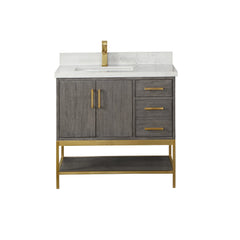 Altair Wildy 36" Single Bathroom Vanity Set with Grain White Engineered Stone Countertop with Mirror - 546036