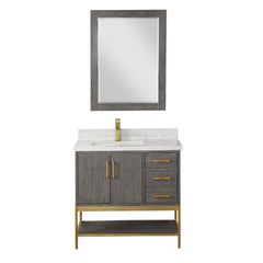 Altair Wildy 36" Single Bathroom Vanity Set with Grain White Engineered Stone Countertop with Mirror - 546036