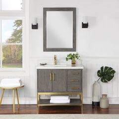 Altair Wildy 36" Single Bathroom Vanity Set with Grain White Engineered Stone Countertop with Mirror - 546036