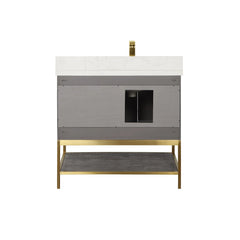 Altair Wildy 36" Single Bathroom Vanity Set with Grain White Engineered Stone Countertop with Mirror - 546036