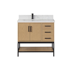 Altair Wildy 36" Single Bathroom Vanity Set with Grain White Engineered Stone Countertop with Mirror - 546036