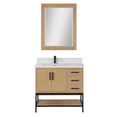Altair Wildy 36" Single Bathroom Vanity Set with Grain White Engineered Stone Countertop with Mirror - 546036