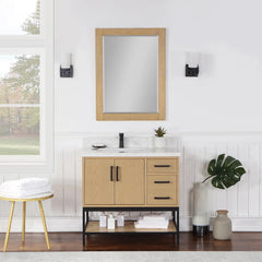 Altair Wildy 36" Single Bathroom Vanity Set with Grain White Engineered Stone Countertop with Mirror - 546036
