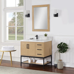 Altair Wildy 36" Single Bathroom Vanity Set with Grain White Engineered Stone Countertop with Mirror - 546036