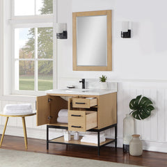 Altair Wildy 36" Single Bathroom Vanity Set with Grain White Engineered Stone Countertop with Mirror - 546036