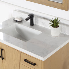 Altair Wildy 36" Single Bathroom Vanity Set with Grain White Engineered Stone Countertop with Mirror - 546036