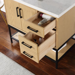 Altair Wildy 36" Single Bathroom Vanity Set with Grain White Engineered Stone Countertop with Mirror - 546036