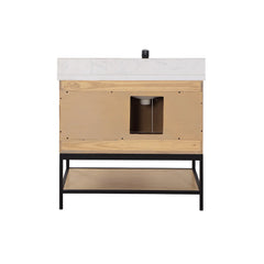 Altair Wildy 36" Single Bathroom Vanity Set with Grain White Engineered Stone Countertop with Mirror - 546036
