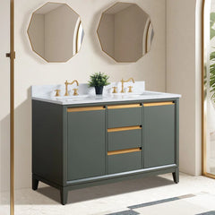 Vanity Art 54-Inch Bathroom Vanity: Double Sink, Ceramic Top, Soft-Closing Doors & Drawers, Solid Wood Frame - CVH54D