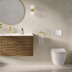 Swiss Madison Ivy Wall-Hung Toilet Bundle 0.8/1.6 GPF Dual Flush with White Flush Plate - SM-WT0901