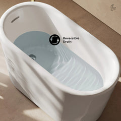 Swiss Madison Nanterre 51" Japanese Soaking Freestanding Bathtub in Glossy White, Drain Included - SM-FB9402GW
