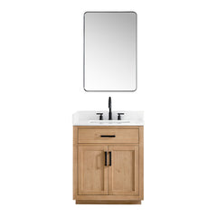 Altair Gavino 30" Single Bathroom Vanity in Light Brown with Grain White Engineered Stone Countertop