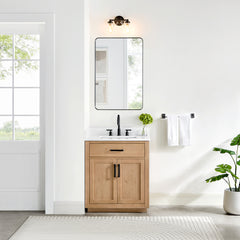 Altair Gavino 30" Single Bathroom Vanity in Light Brown with Grain White Engineered Stone Countertop