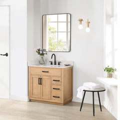 Altair Gavino 36" Single Bathroom Vanity with Grain White Engineered Stone Countertop