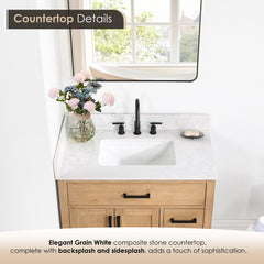 Altair Gavino 36" Single Bathroom Vanity with Grain White Engineered Stone Countertop