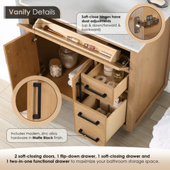 Altair Gavino 36" Single Bathroom Vanity with Grain White Engineered Stone Countertop