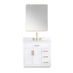 Altair Gavino 36" Single Bathroom Vanity with Grain White Engineered Stone Countertop - White