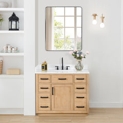 Altair Gavino 42" Single Bathroom Vanity with Grain White Engineered Stone Countertop