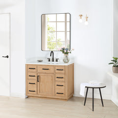Altair Gavino 42" Single Bathroom Vanity with Grain White Engineered Stone Countertop