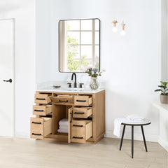 Altair Gavino 42" Single Bathroom Vanity with Grain White Engineered Stone Countertop