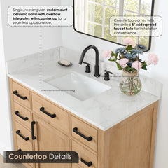 Altair Gavino 42" Single Bathroom Vanity with Grain White Engineered Stone Countertop