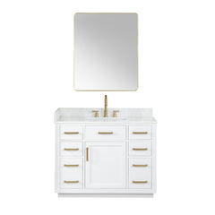 Altair Gavino 42" Single Bathroom Vanity with Grain White Engineered Stone Countertop - White