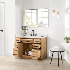 Altair Gavino 48" Single Bathroom Vanity with Grain White Engineered Stone Countertop