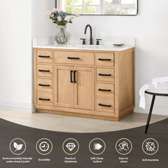 Altair Gavino 48" Single Bathroom Vanity with Grain White Engineered Stone Countertop
