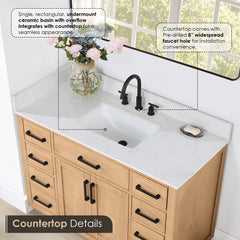 Altair Gavino 48" Single Bathroom Vanity with Grain White Engineered Stone Countertop