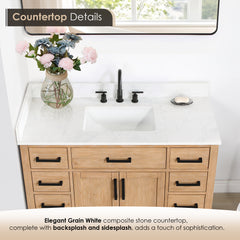 Altair Gavino 48" Single Bathroom Vanity with Grain White Engineered Stone Countertop