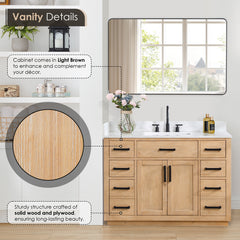 Altair Gavino 48" Single Bathroom Vanity with Grain White Engineered Stone Countertop