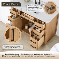 Altair Gavino 48" Single Bathroom Vanity with Grain White Engineered Stone Countertop