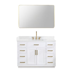 Altair Gavino 48" Single Bathroom Vanity with Grain White Engineered Stone Countertop - White