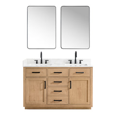 Altair Gavino 54" Double Bathroom Vanity with Grain White Engineered Stone Countertop