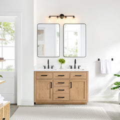 Altair Gavino 54" Double Bathroom Vanity with Grain White Engineered Stone Countertop