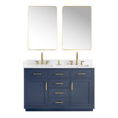 Altair Gavino 54" Double Bathroom Vanity with Grain White Engineered Stone Countertop - Royal Blue