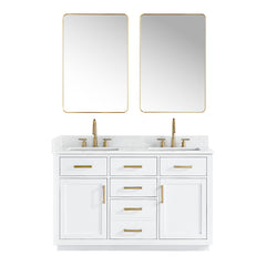 Altair Gavino 54" Double Bathroom Vanity with Grain White Engineered Stone Countertop - White