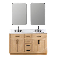 Altair Gavino 60" Double Bathroom Vanity with Grain White Engineered Stone Countertop