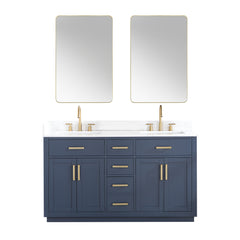 Altair Gavino 60" Double Bathroom Vanity with Grain White Engineered Stone Countertop - Royal Blue
