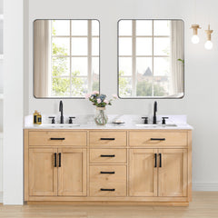Altair Gavino 72" Double Bathroom Vanity with Grain White Engineered Stone Countertop
