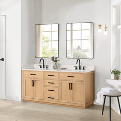 Altair Gavino 72" Double Bathroom Vanity with Grain White Engineered Stone Countertop