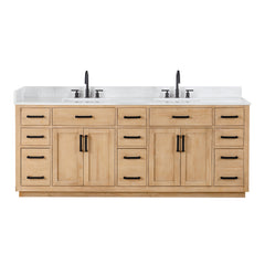 Altair Gavino 84" Double Bathroom Vanity with Grain White Engineered Stone Countertop - Without Mirror