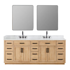 Altair Gavino 84" Double Bathroom Vanity with Grain White Engineered Stone Countertop