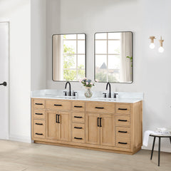 Altair Gavino 84" Double Bathroom Vanity with Grain White Engineered Stone Countertop